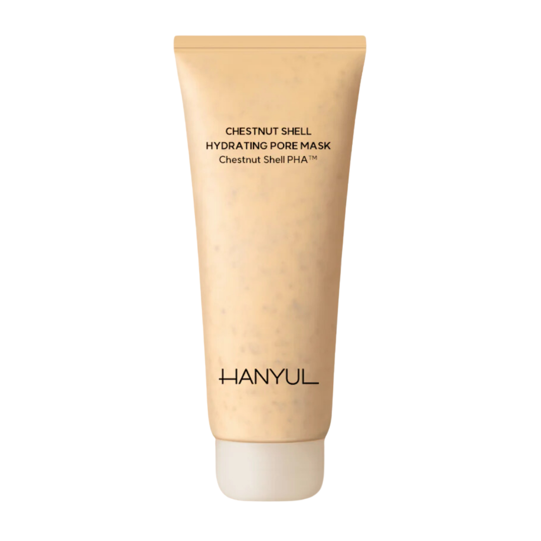 Hanyul Chestnut Shell Hydrating Pore Mask 100ml — cream-coloured tube with chestnut motif, front view