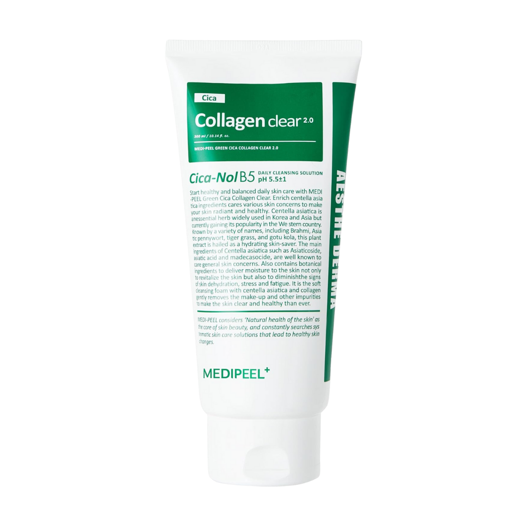 Medi-Peel Green Cica Collagen Clear 300ml — large green pump bottle, front view on white background