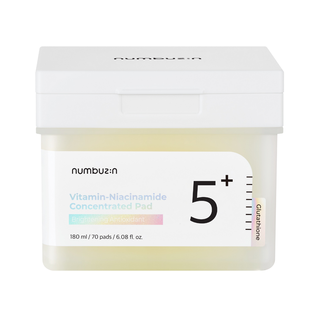 Numbuzin No.5 Vitamin-Niacinamide Concentrated Pad 180ml — tub of 70 cotton pads, top view