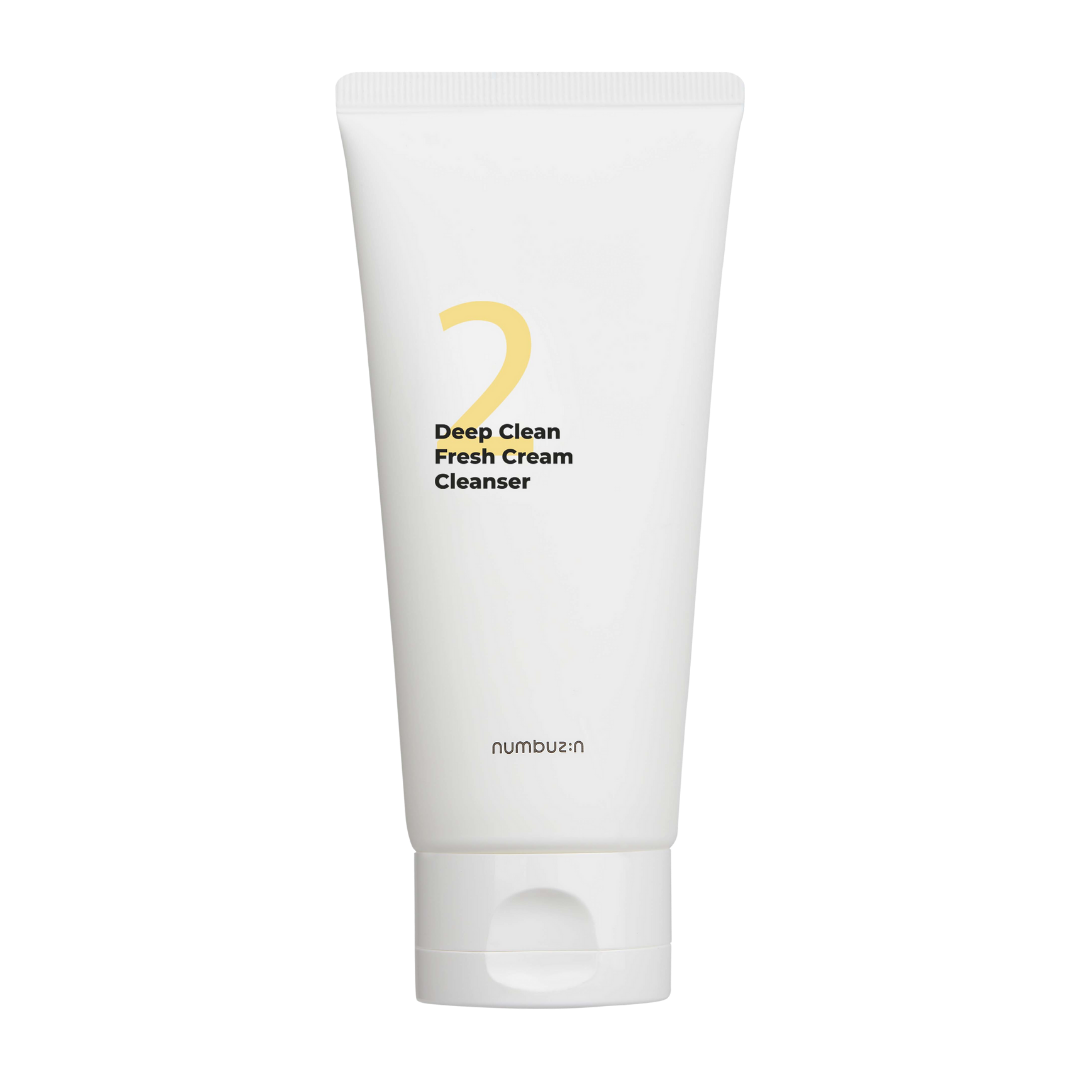 Numbuzin No.2 Deep Clean Fresh Cream Cleanser 120ml — white pump tube on clean background