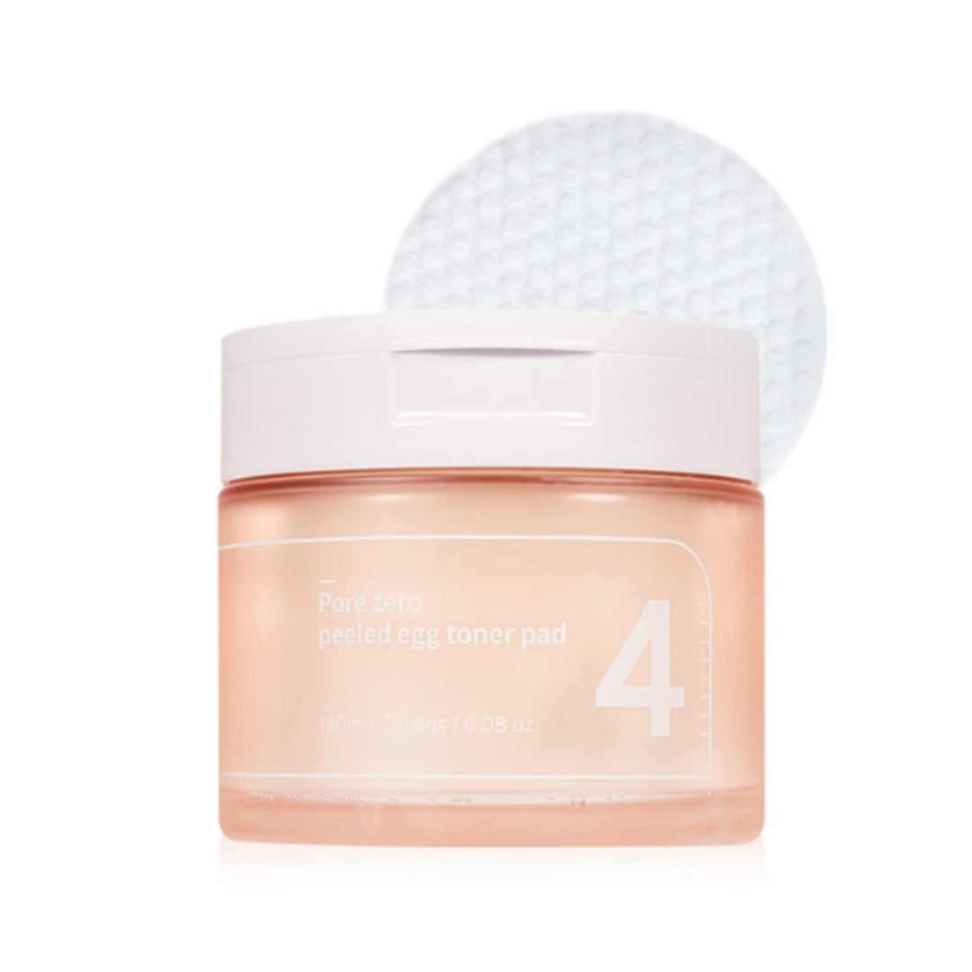 Numbuzin No.4 Pore Zero Peeled Egg Toner Pad 180ml — round tub with 70 pads, white lid