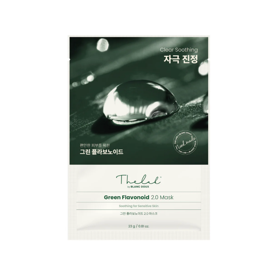 THE LAB by BLANC DOUX Green Flavonoid 2.0 Mask 23g — flat foil sheet mask pouch with green label on white background