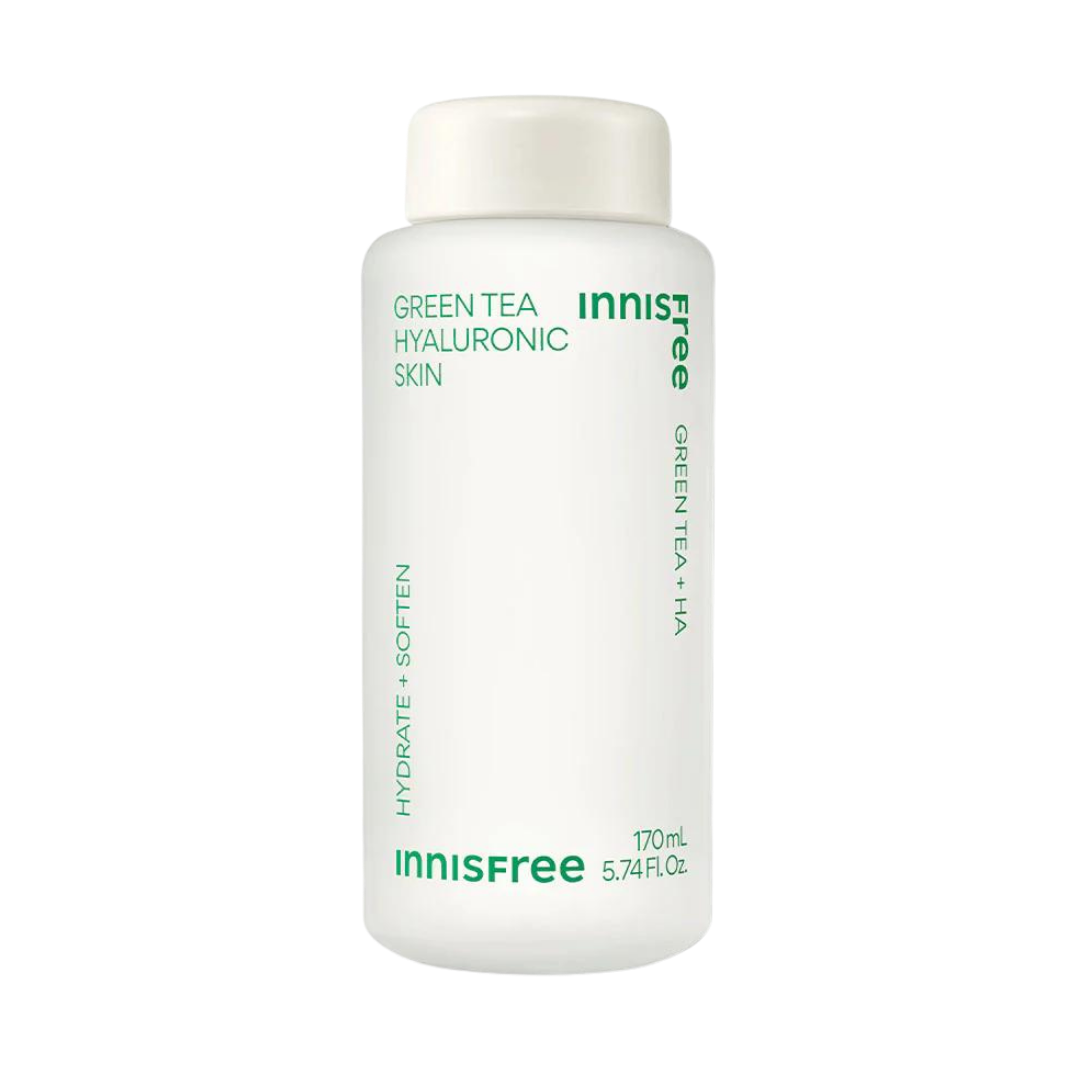 Innisfree Green Tea Hyaluronic Skin 170ml — clear toner bottle with green label, front view