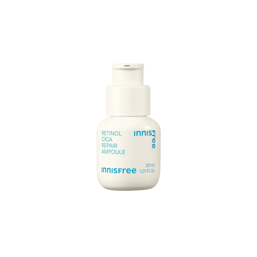 Innisfree Retinol Cica Repair Ampoule 30ml — pump bottle with green label, front view