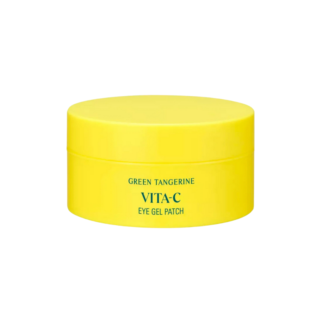 Goodal Green Tangerine VitaC Eye Gel Patch 60ea — white tub with orange tangerine detail, lid removed