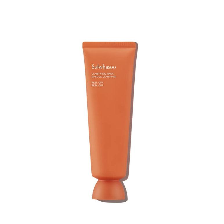 Sulwhasoo Clarifying Mask 120ml — amber glass bottle with gold cap on wooden surface