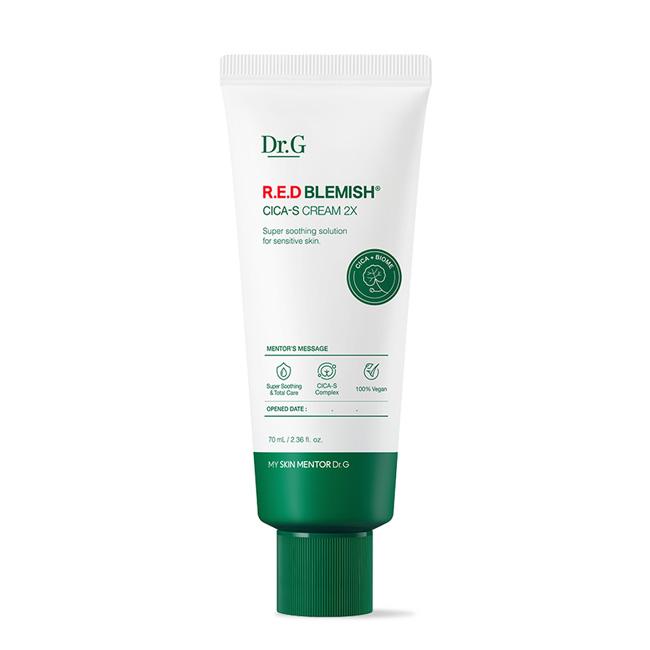 Dr.G Red Blemish Cica S Cream 2X 70ml — red-accented tube with white cap against clean white background