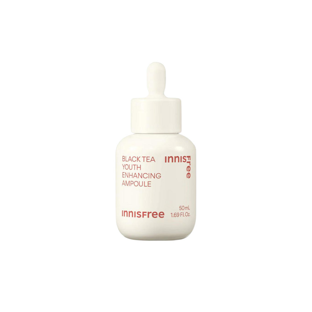 Innisfree Youth Enhancing Ampoule Black Tea 30ml — dark amber dropper bottle with white label