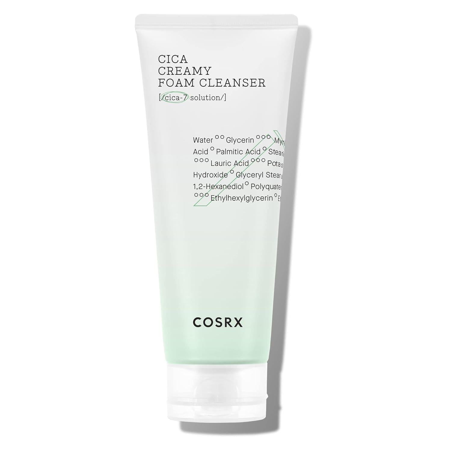 COSRX Pure Fit Cica Creamy Foam Cleanser 150ml — front of white tube with teal label