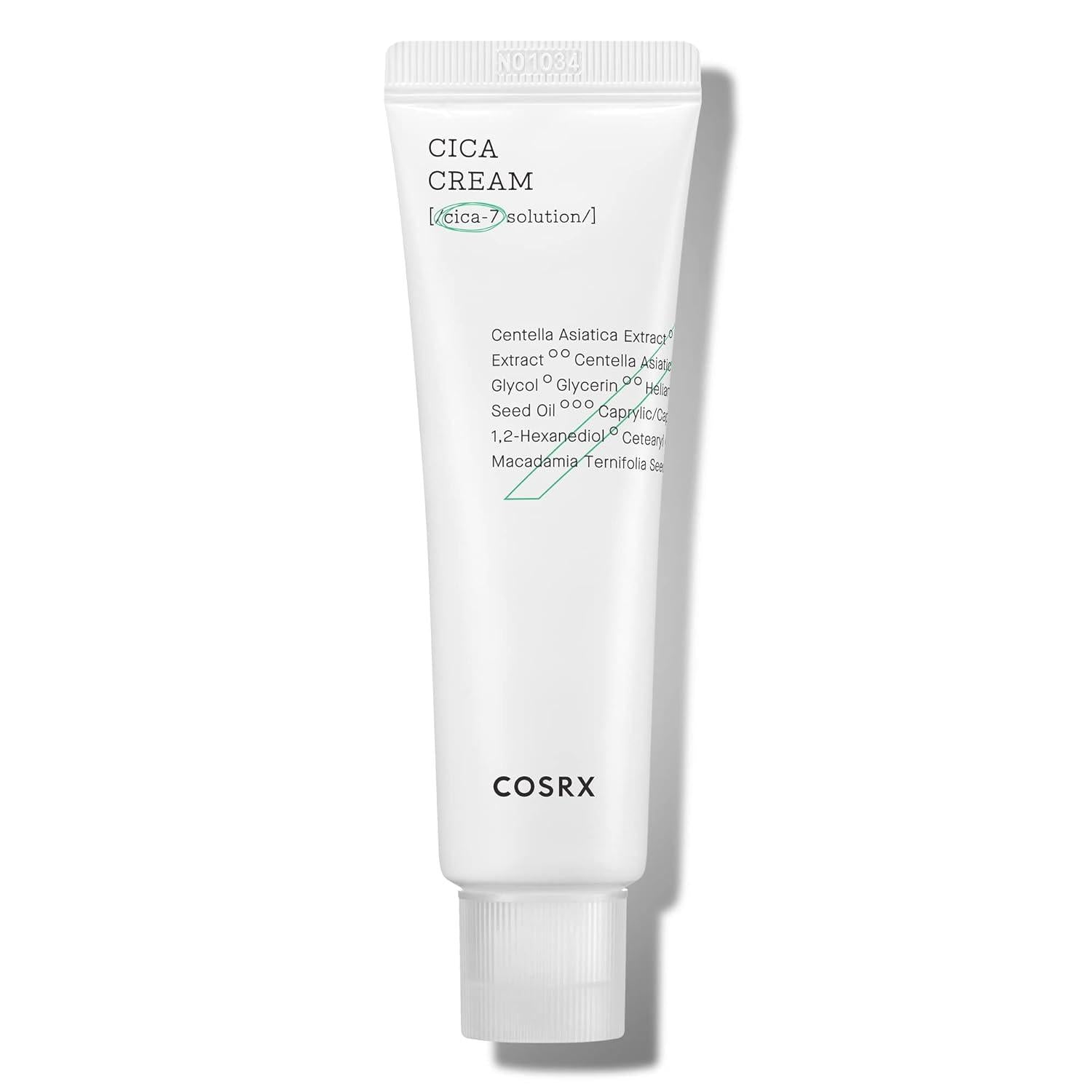 COSRX Pure Fit Cica Cream 50ml — white jar with centella-green label on marble surface
