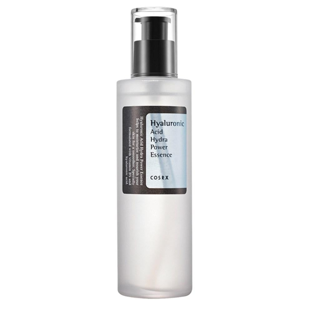 COSRX Hyaluronic Acid Power Essence 100ml — slim clear bottle with pump on neutral background