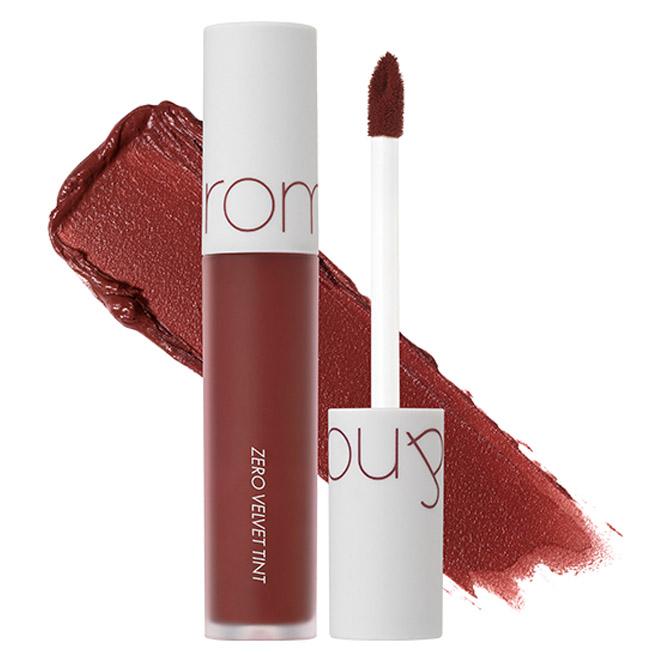 Romand Zero Velvet Tint Original 5.5g — lip swatch showing airbrushed matte finish