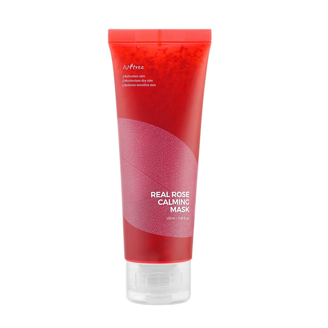 Isntree Real Rose Calming Mask 100ml — tube with rose-pink label on white surface