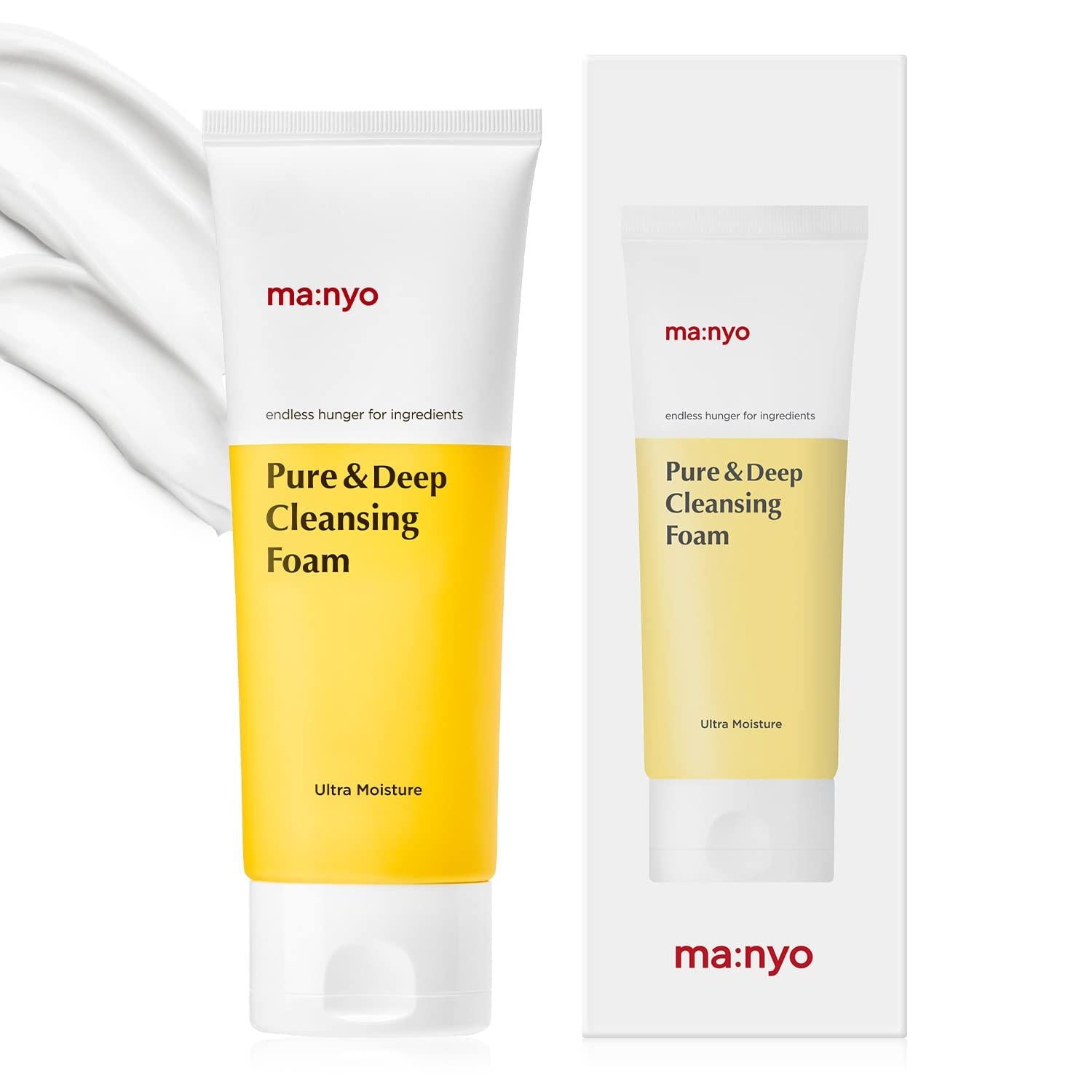 Ma:nyo Pure & Deep Cleansing Foam 200ml — white foam tube on clean bathroom shelf