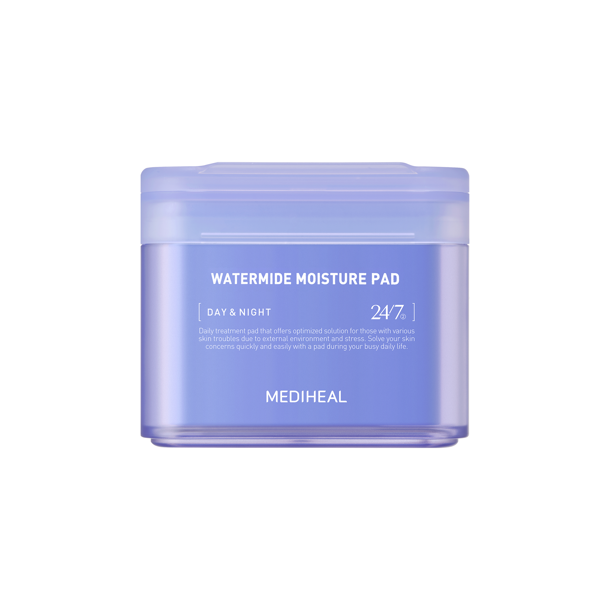Mediheal Watermide Moisture Pad 100ea — dermal gel texture pad tub with blue label and lid