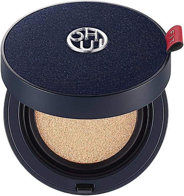 OHUI Longwear Jean Cushion Light Beige SPF35 — compact case with puff on neutral background