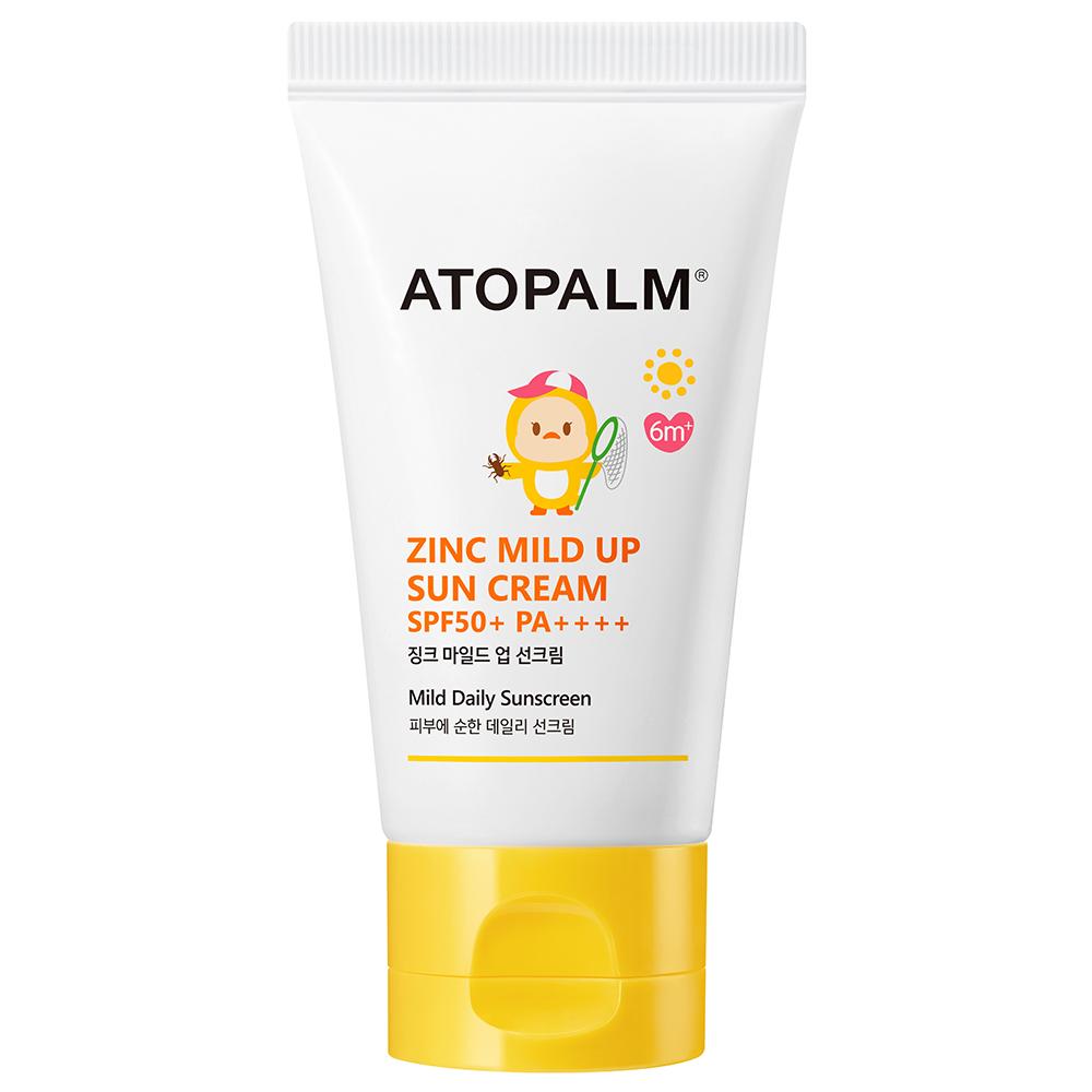 ATOPALM Zinc Mild Up Sun Cream SPF50+ PA++++ 65g — soft squeeze tube with pastel label design