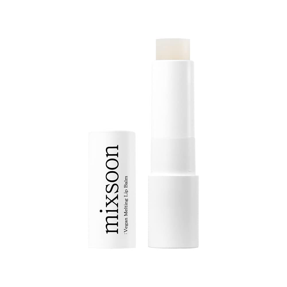 Mixsoon Vegan Melting Lip Balm Clear 4.1g — slim bullet tube with clear cap on white surface