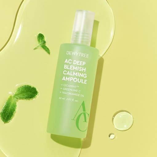 Dewytree AC Deep Blemish Calming Ampoule 60ml — green dropper bottle on white background