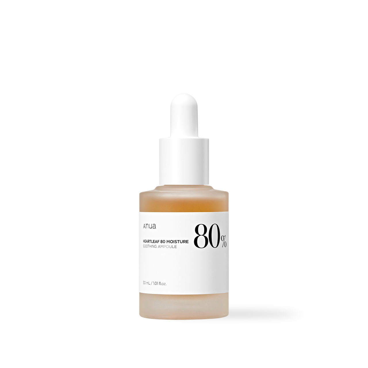ANUA Heartleaf 80% Moisture Soothing Ampoule 30ml — compact pump bottle on white surface