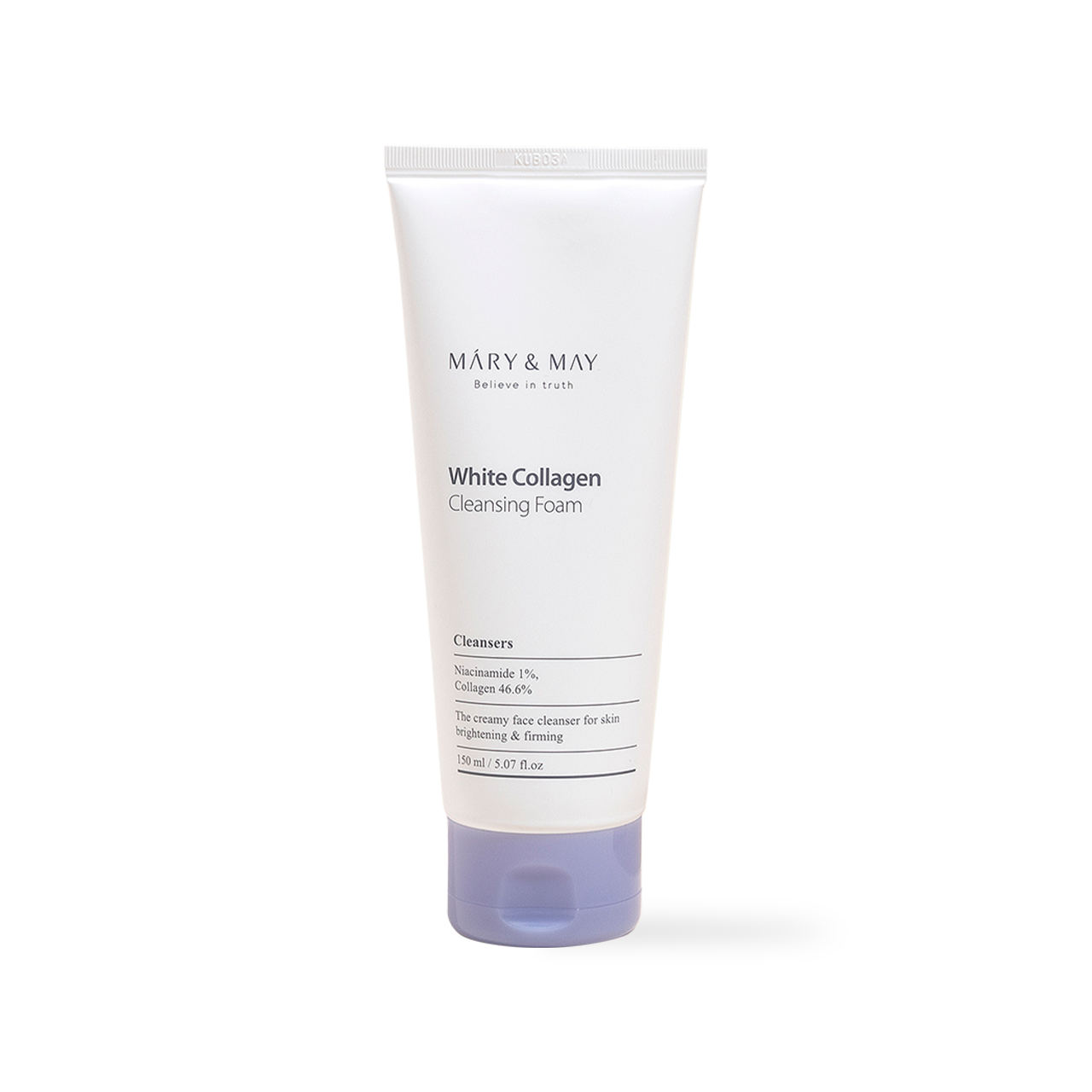 Mary&May White Collagen Cleansing Foam 150ml — white tube with cap, front of packaging