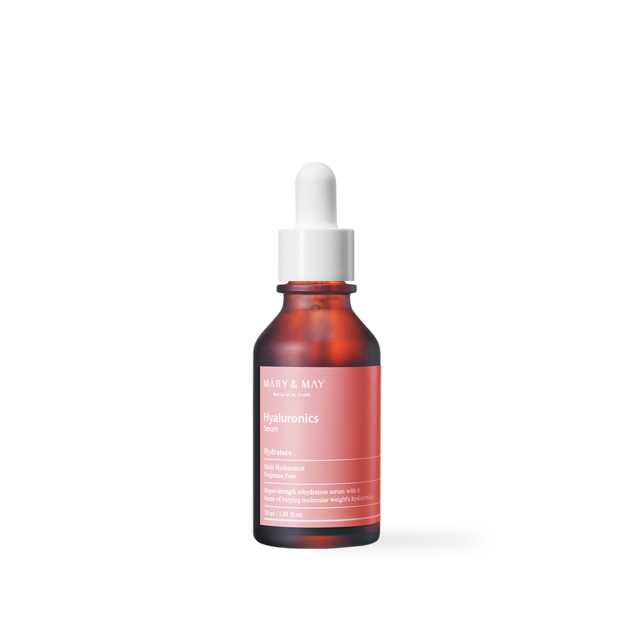 Mary&May Hyaluronics Serum 30ml — slim bottle with blue label, front view