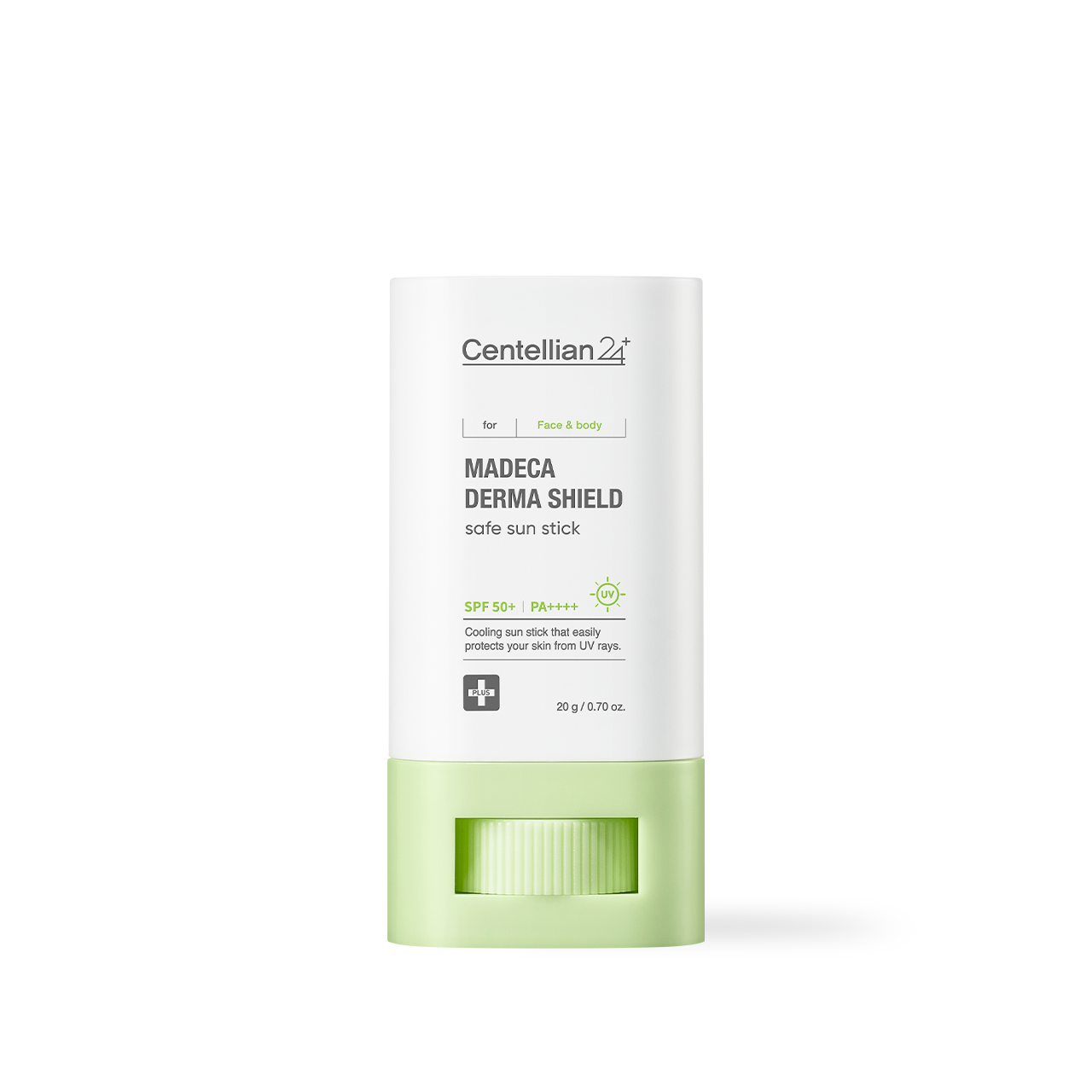 Centellian24 Madeca Derma Shield Safe Sun Stick 20g — twist-up sun stick with teal packaging