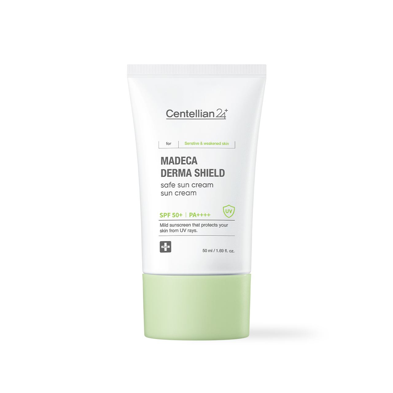 Centellian24 Madeca Derma Shield Safe Sun Cream 50ml — tube with blue and white packaging