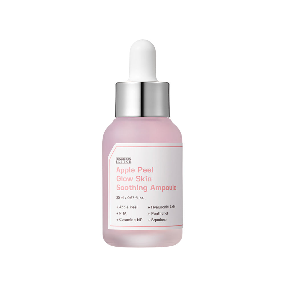 SUNGBOON EDITOR Glow Skin Soothing Ampoule 30ml — dropper bottle with gold cap on white background