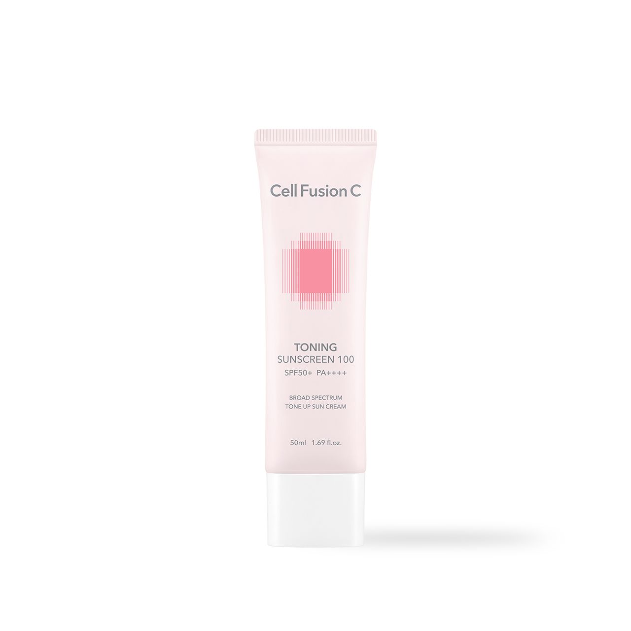 CellFusionC Toning Sunscreen 100 SPF50+ PA++++ 50ml — white tube with pump on white background