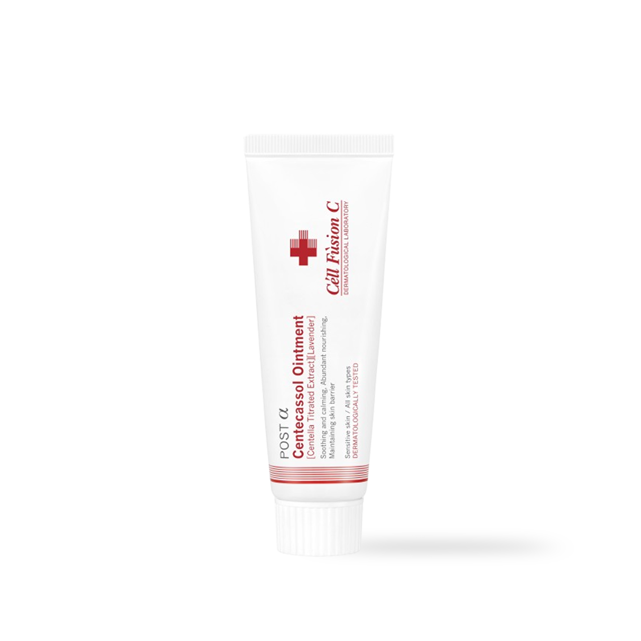 CellFusionC Centecassol Ointment 40ml — white cream jar with matching green lid on neutral studio surface