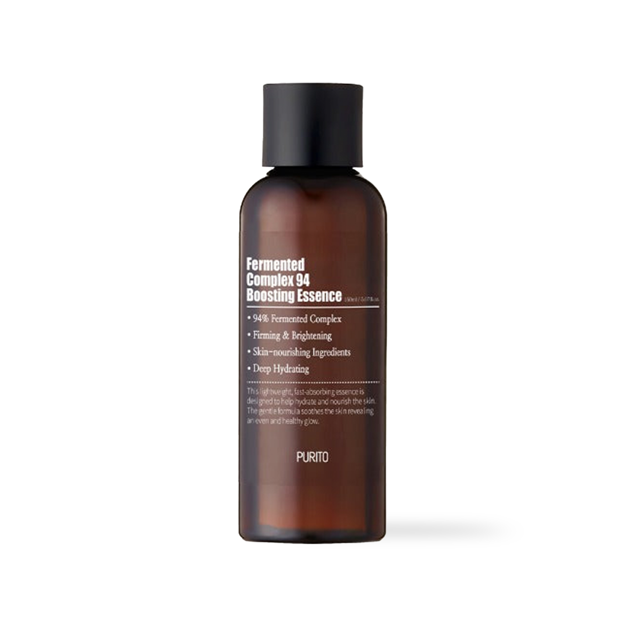Purito Fermented Complex 94 Boosting Essence 150ml — tall clear bottle with brown label