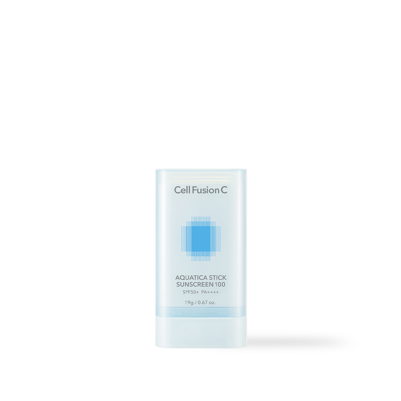 CellFusionC Aquatica Stick Sunscreen 19g — green twist-up stick in upright position on clean white background
