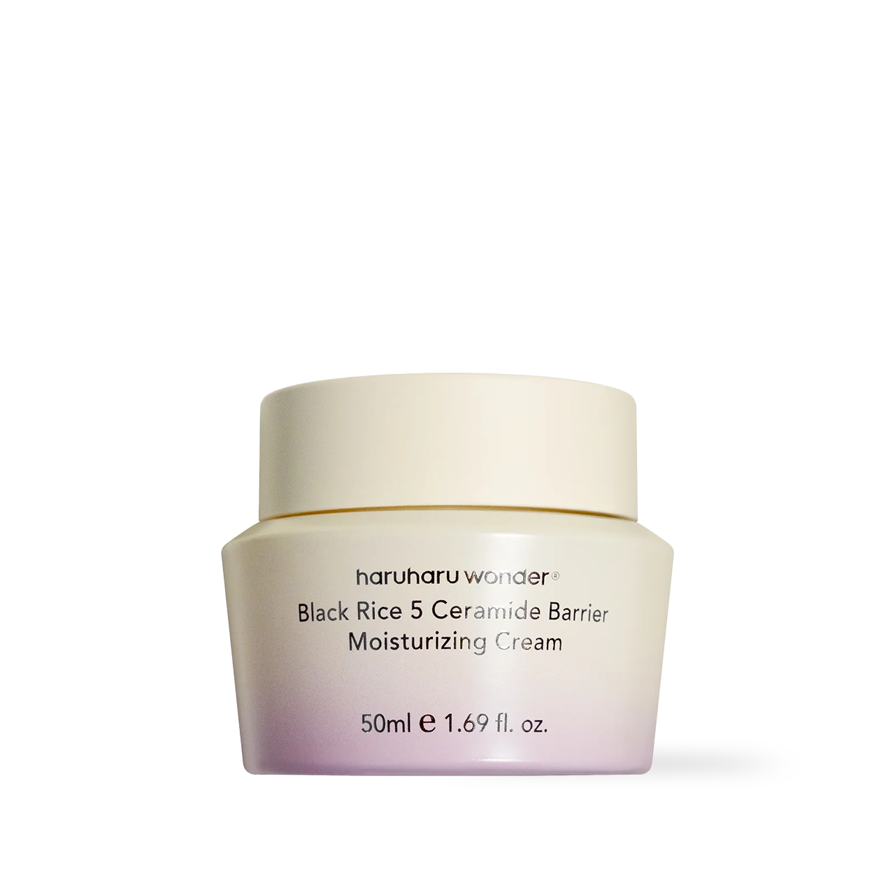 haruharuwonder Black Rice 5 Ceramide Barrier Moisturizing Cream 50ml — white jar with ceramide capsules visible, front view
