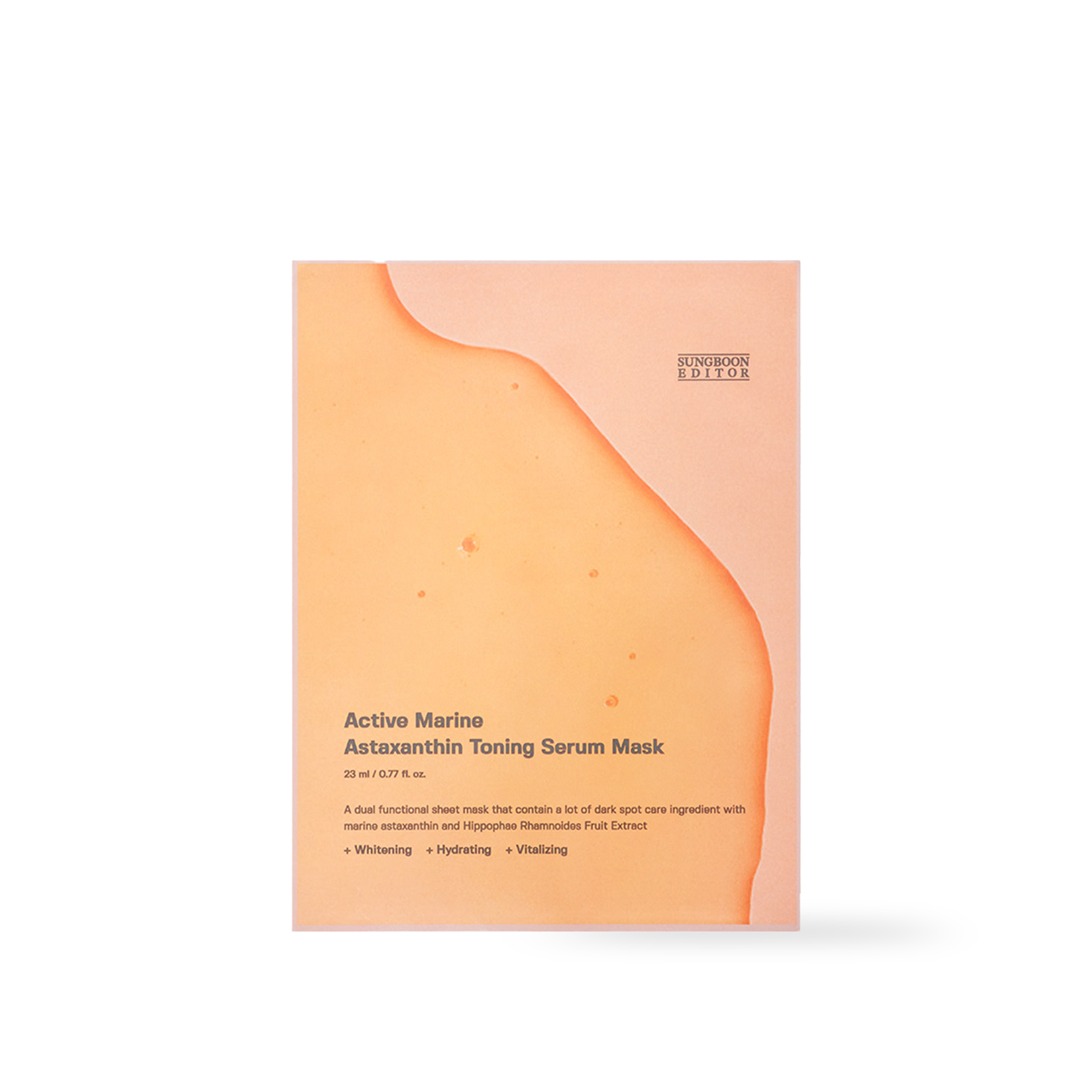 SUNGBOON EDITOR Active Marine Astaxanthin Mask 23g — single sheet mask pouch on white background