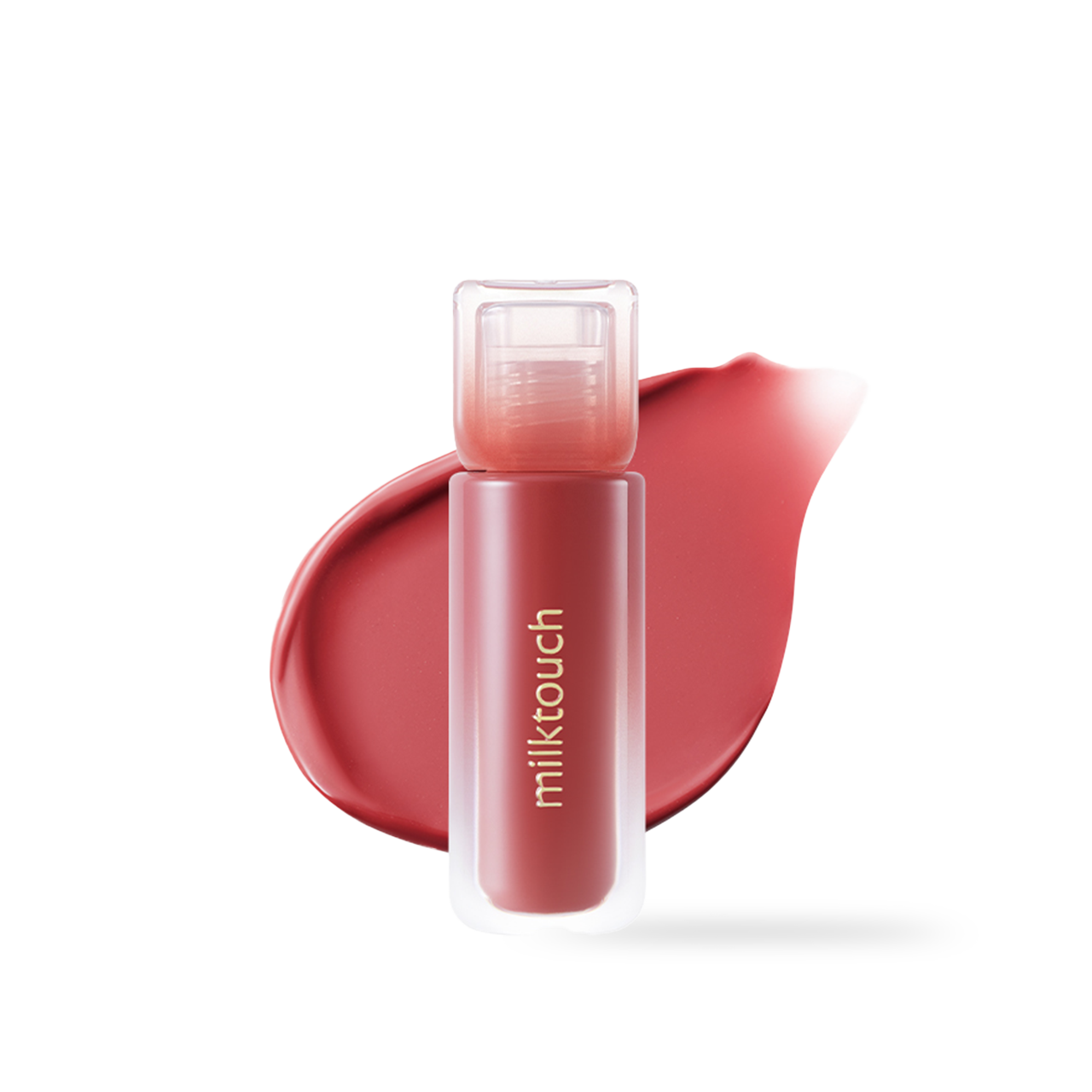 milktouch Dew Stain Sheer Lip Gloss 06 Rose Demure 4g — rose gloss tube with wand applicator extended