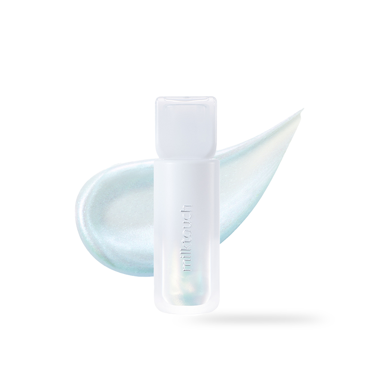 milktouch Dew Stain Sheer Aurora Gloss #03 Ocean Dew 4g — gloss tube, applicator wand beside product