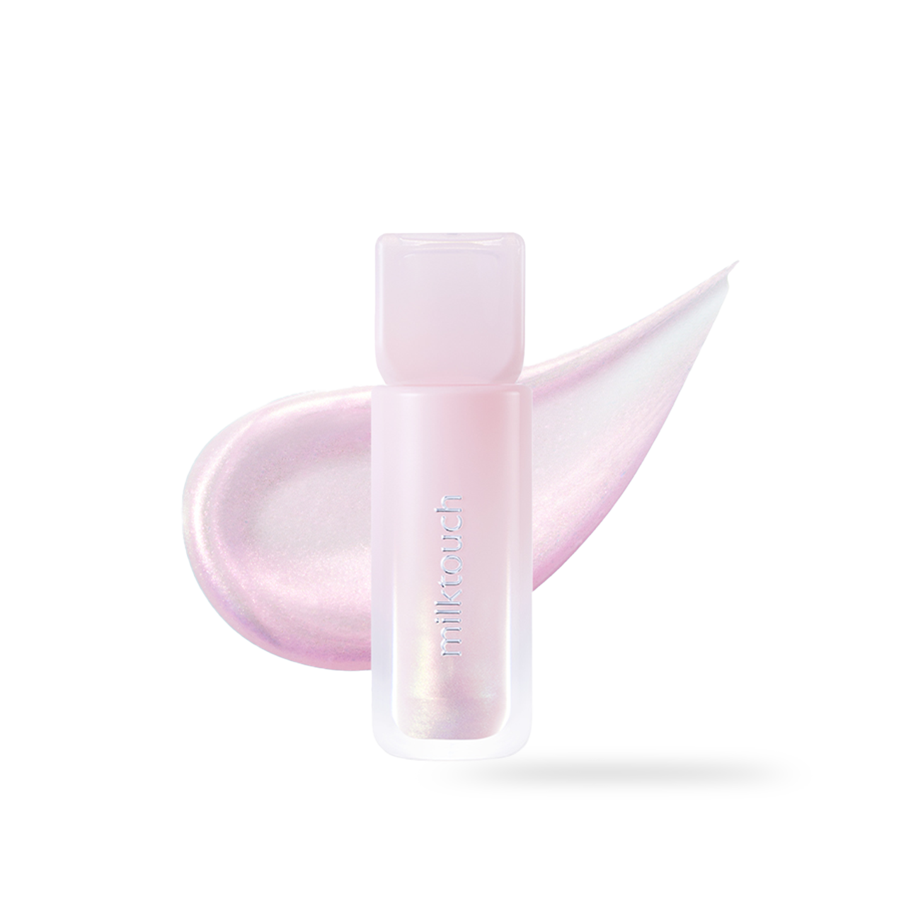 milktouch Dew Stain Sheer Aurora Gloss #02 Baby Dew 4g — lip gloss tube, cap on side view