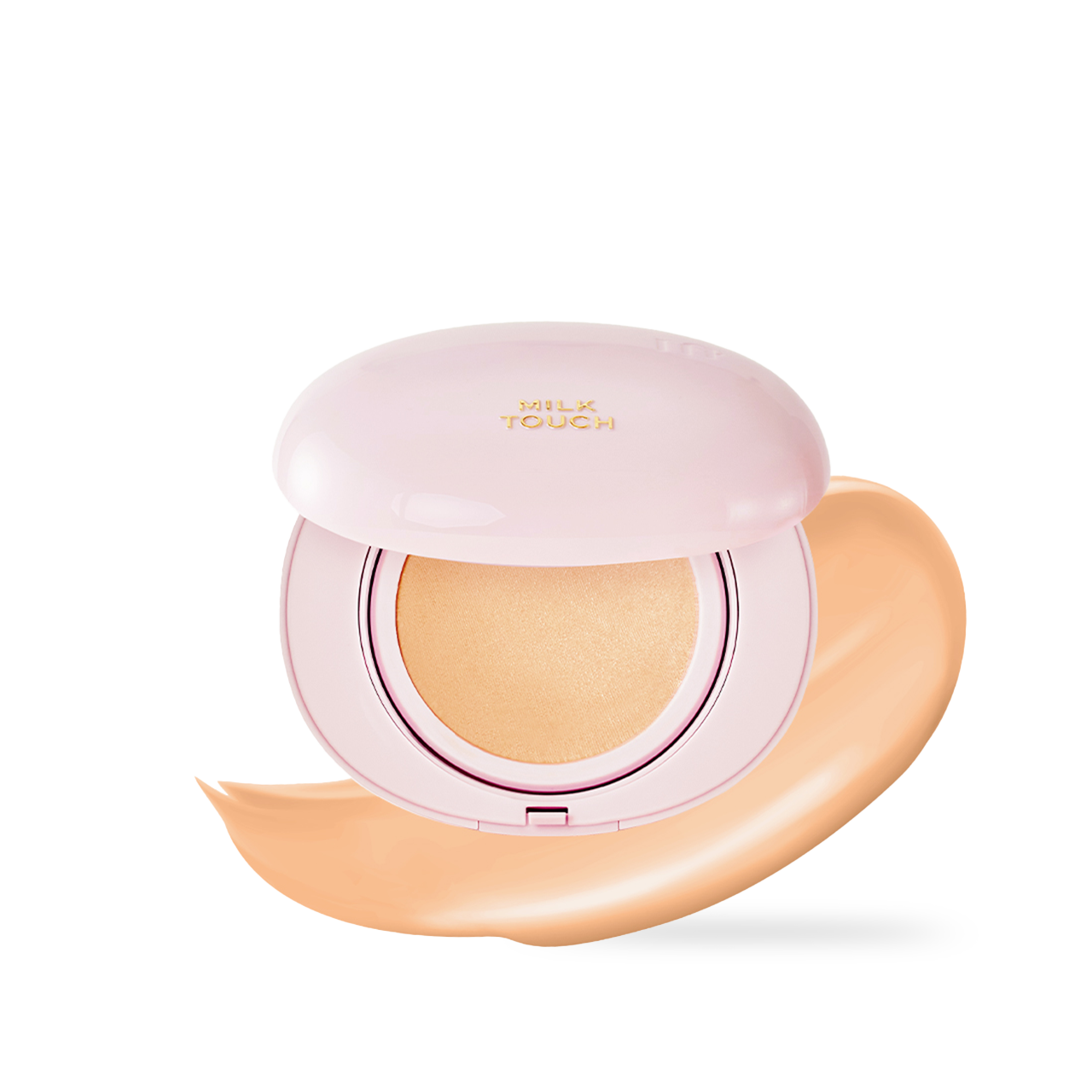 milktouch Milky Glow Cushion #23W Vanilla Beige 15g — cushion compact with puff, front of case