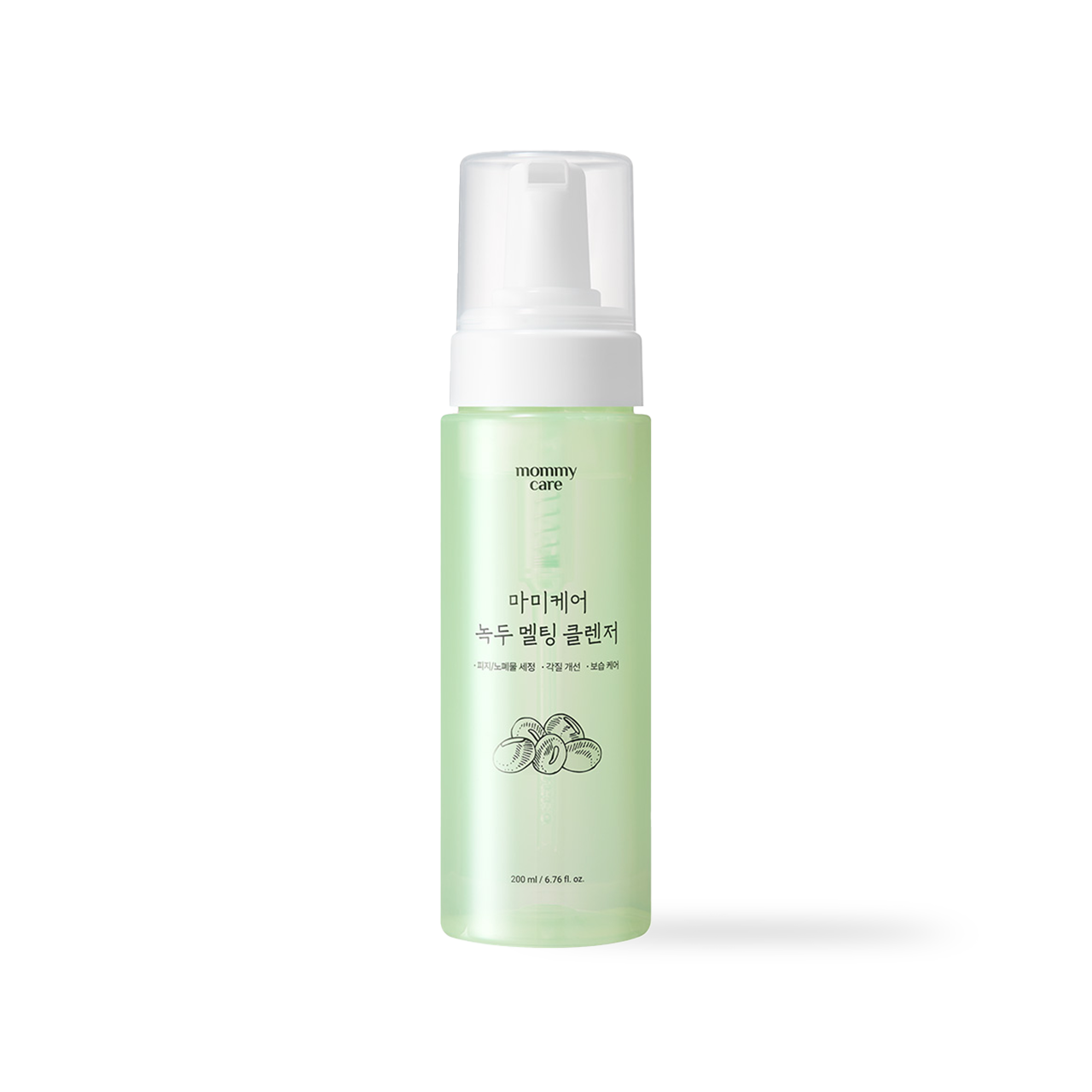 mommycare Mung Bean Melting Cleanser 200ml — foam pump bottle on neutral background