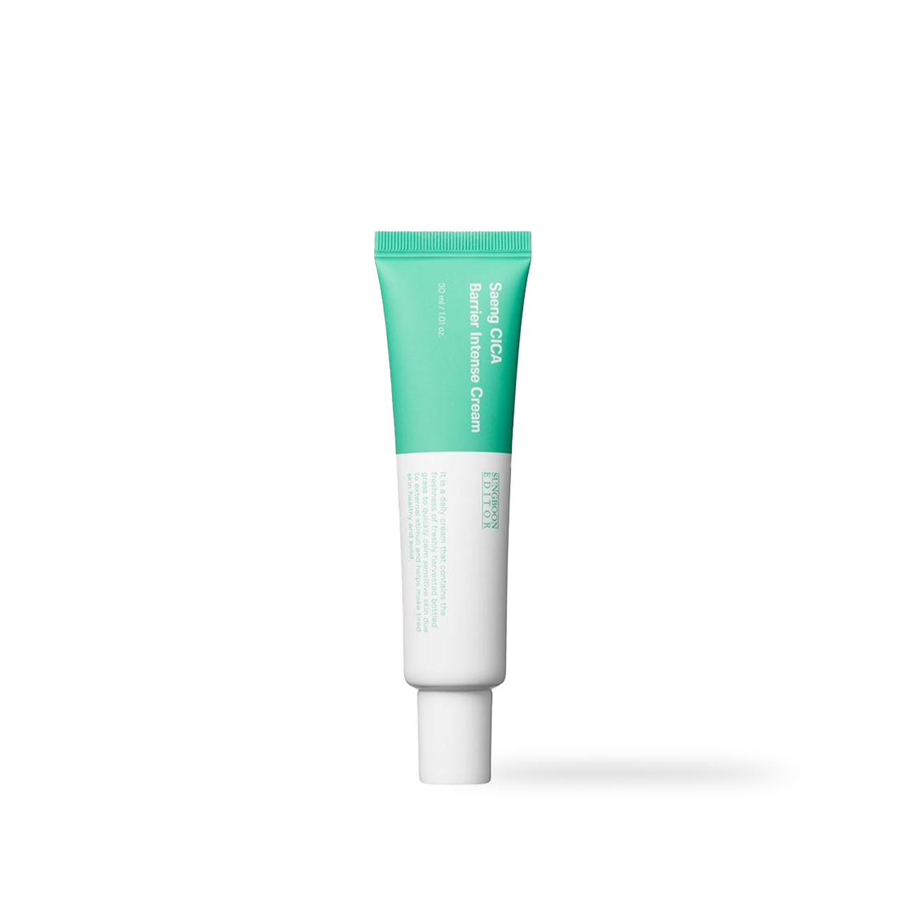SUNGBOON EDITOR Saeng CICA Barrier Intensive Cream 30ml — green jar with white lid front view