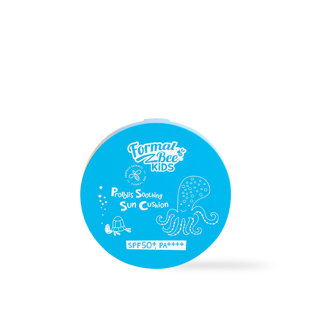 FormalBeeKids Propolis Soothing Sun Cushion SPF50+ PA++++ 25g — compact cushion case with bee label