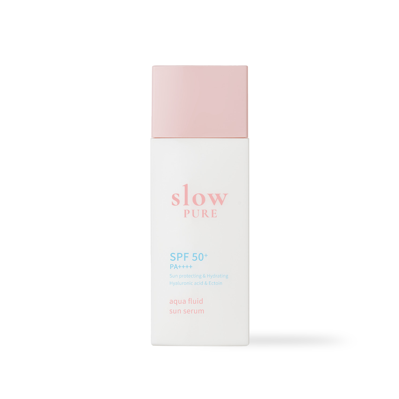 slowpure Aqua Fluid Sun Serum SPF50+ PA++++ 50ml — slim serum tube with blue-toned label