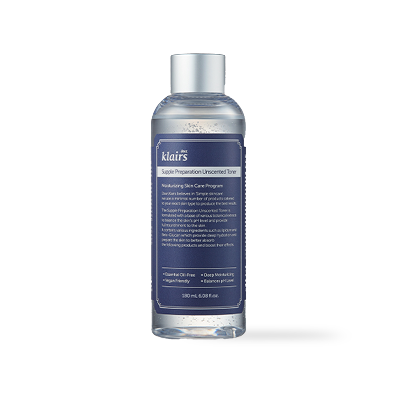 Dear Klairs Supple Preparation Unscented Toner 180ml — frosted minimalist bottle, front view