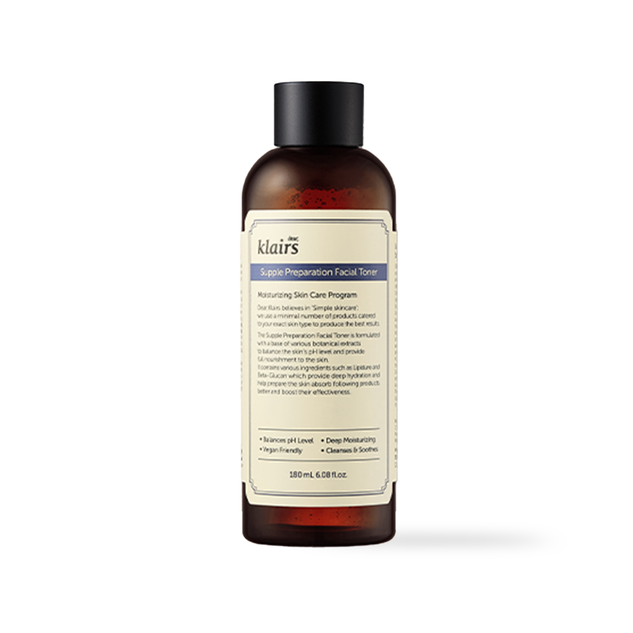 Dear Klairs Supple Preparation Facial Toner 180ml — clear glass bottle with minimalist label