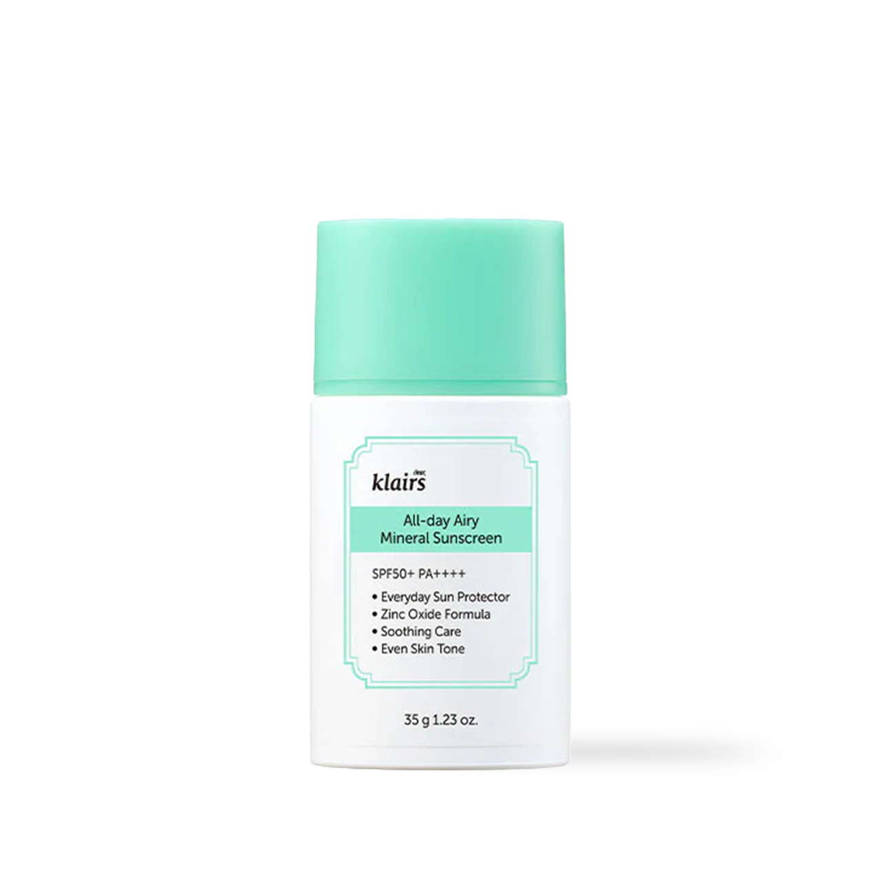 Dear Klairs All-Day Airy Mineral Sunscreen 60g — white tube with blue accents on white
