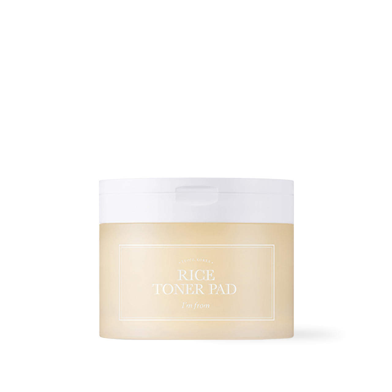 ImFrom Rice Toner Pad 140ml 60ea — white jar with stacked round pads beside it
