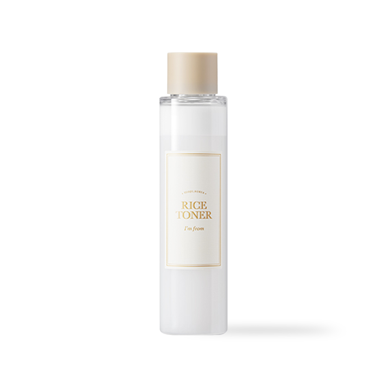 ImFrom Rice Toner 150ml — white plastic bottle with pale gold label on clean surface