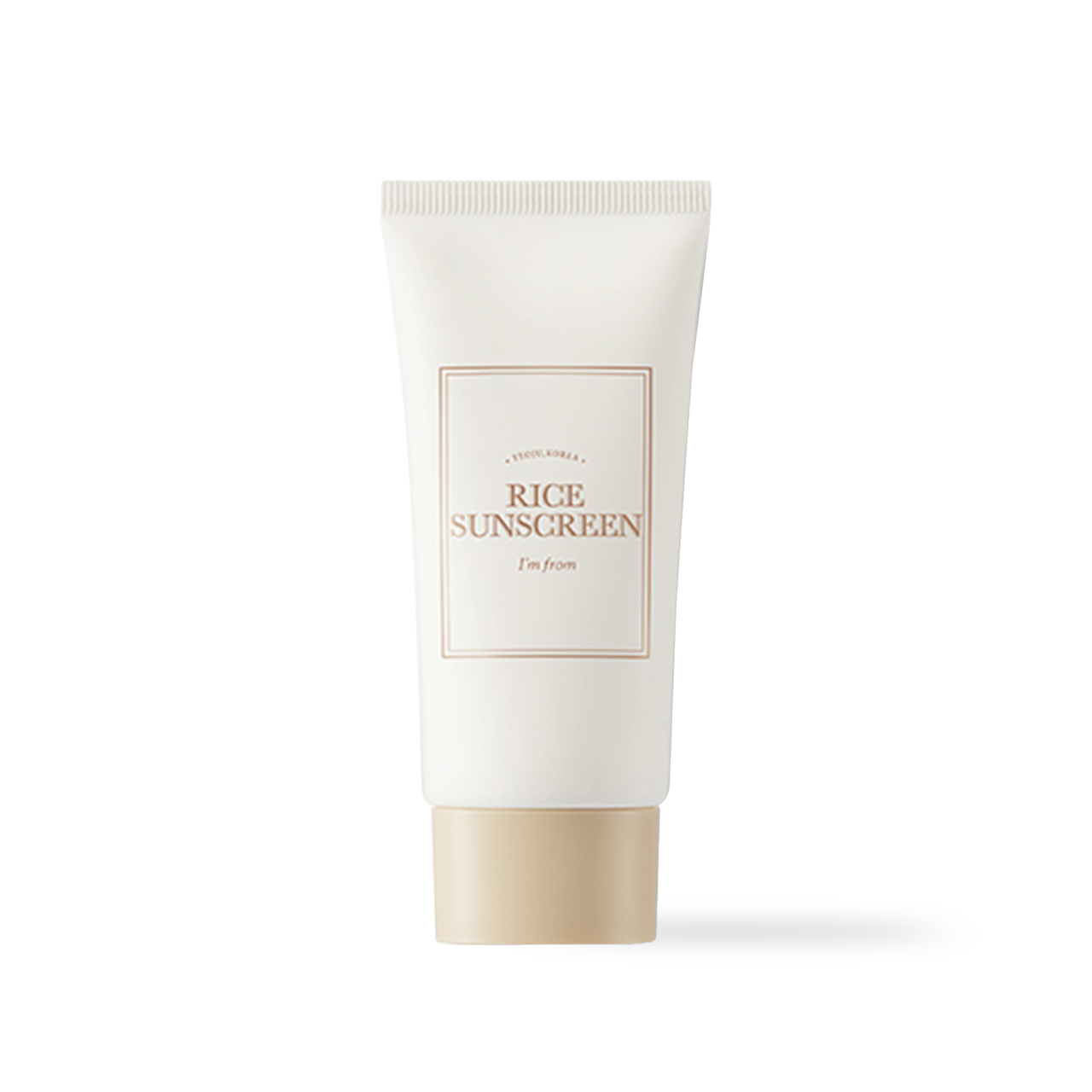 ImFrom Rice Mineral Sunscreen SPF50+ PA++++ 50ml — white tube with beige cap on light surface