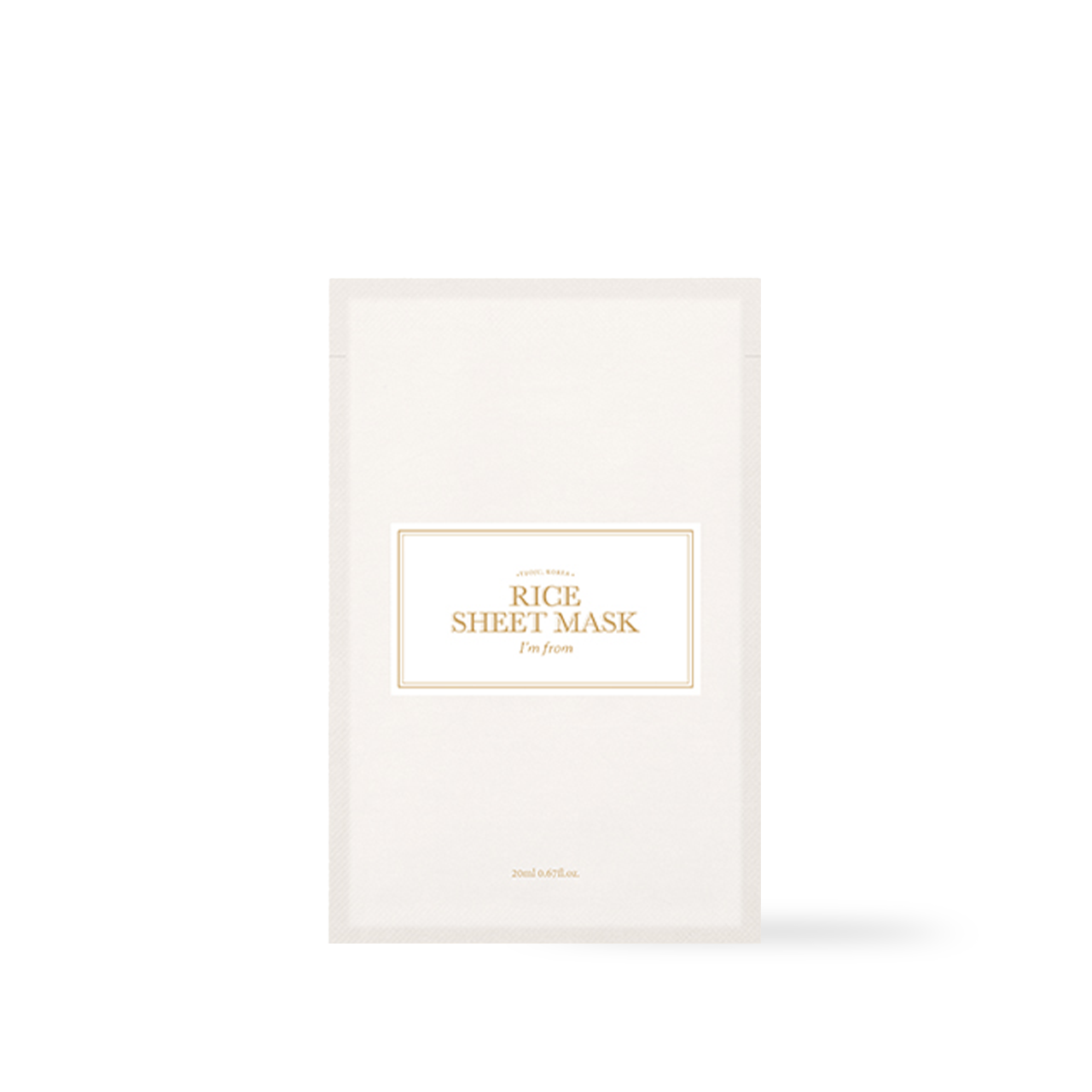 ImFrom Rice Sheet Mask 20ml single pouch — flat white mask pouch with rice illustration